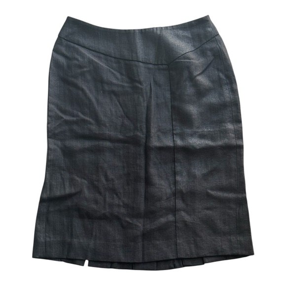 Reiss Black Pencil‎ Skirt Linen Cotton Pleated Back Sz 4 Slit Work Party Meeting - Picture 3 of 6